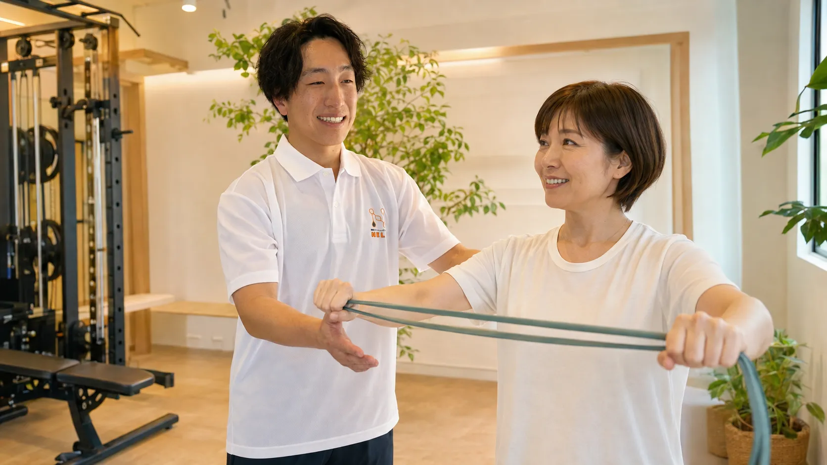 NELAトレーナーが40代女性の運動をサポートするイメージ